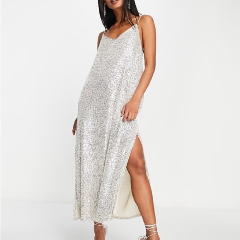 River Island Champagne Sequin Maxi Dress
